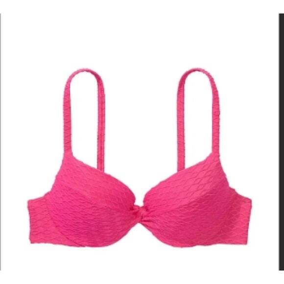 Victoria's Secret Swim Mix & Match textured Twist Push Up Bikini Top Pink 36DD - Picture 2 of 7